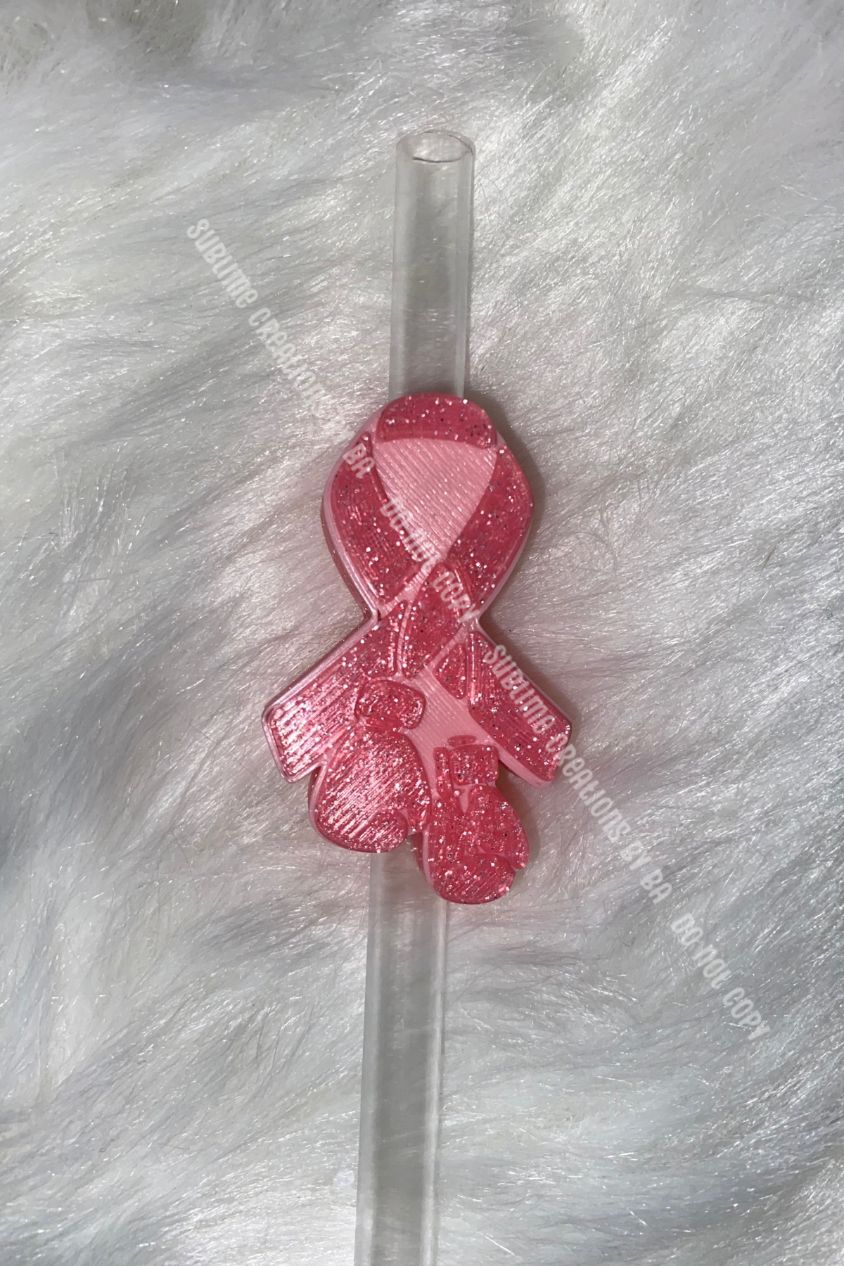 Breast Cancer 3D Straw Topper