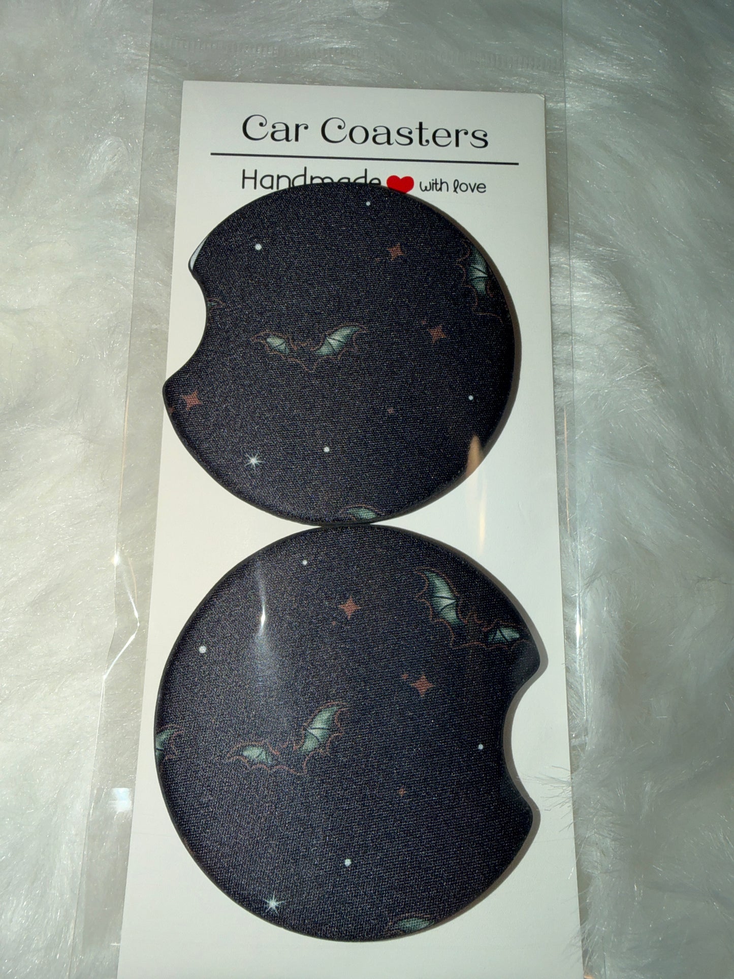 Bat Coord Seamless Print Car Coaster Set