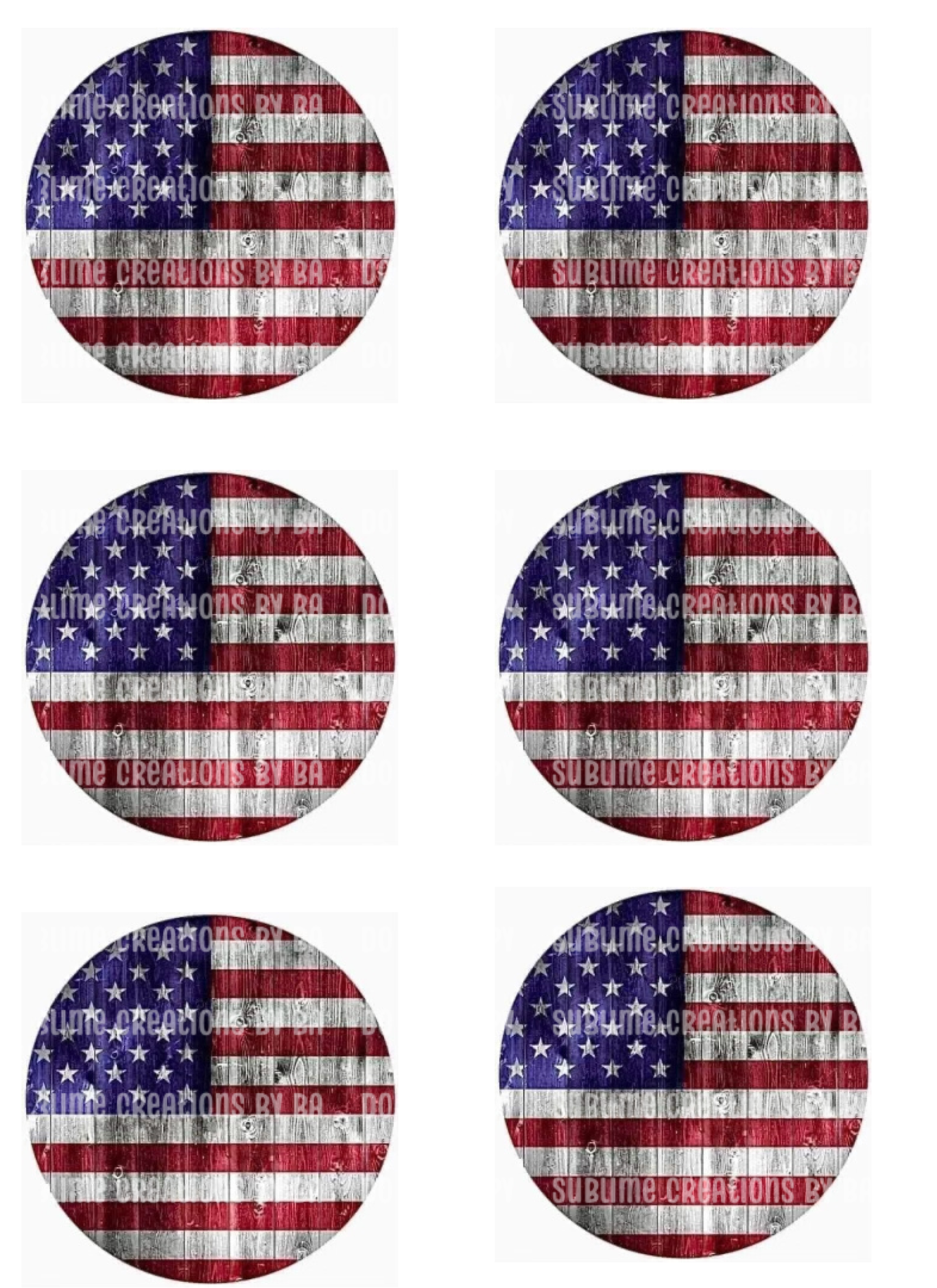 American Flag Sublimation Transfer Sheet