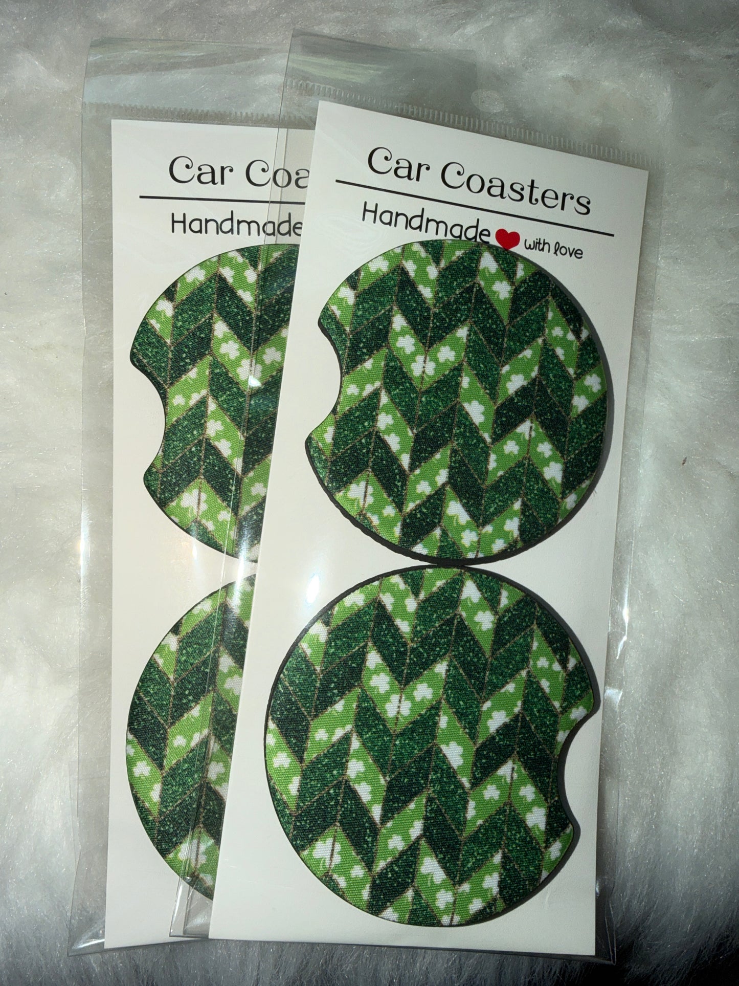 St Patty’s Chevron Pattern Print Car Coaster Sets