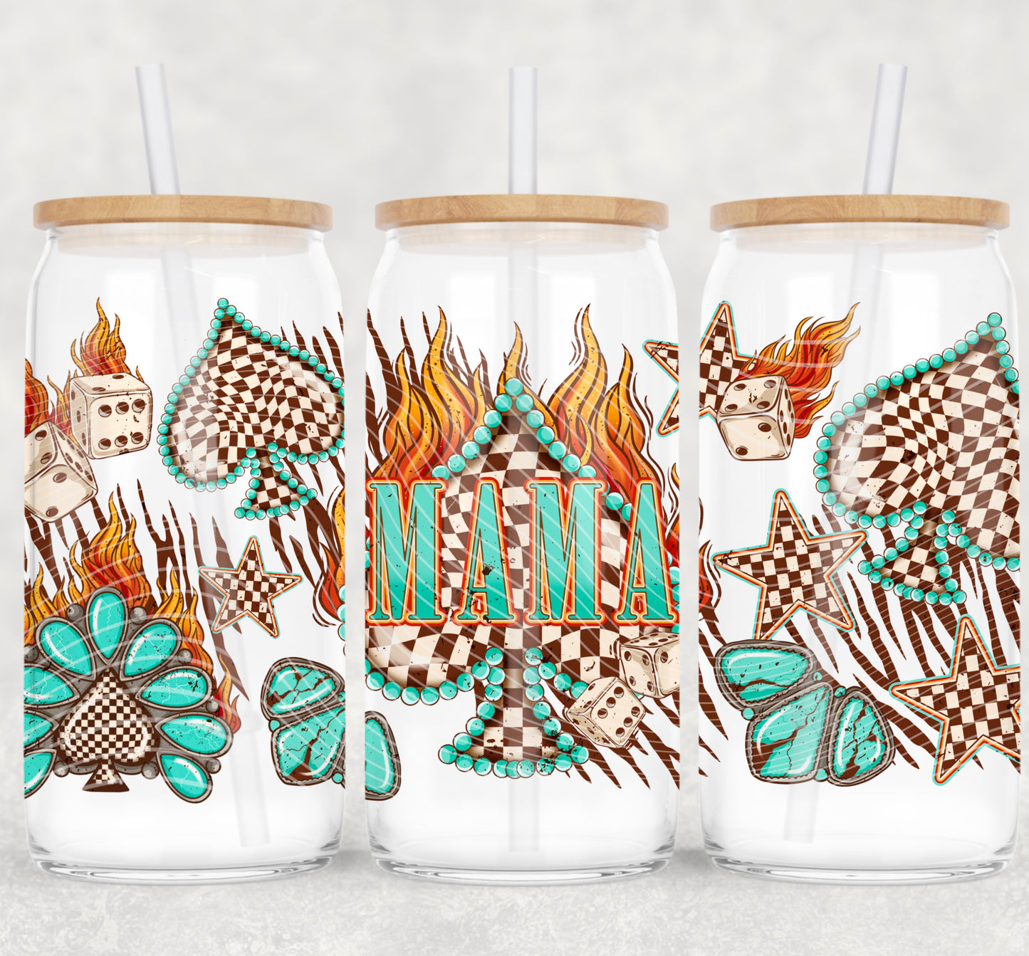 16oz Spades Mama Frosted Libbey Cup#525