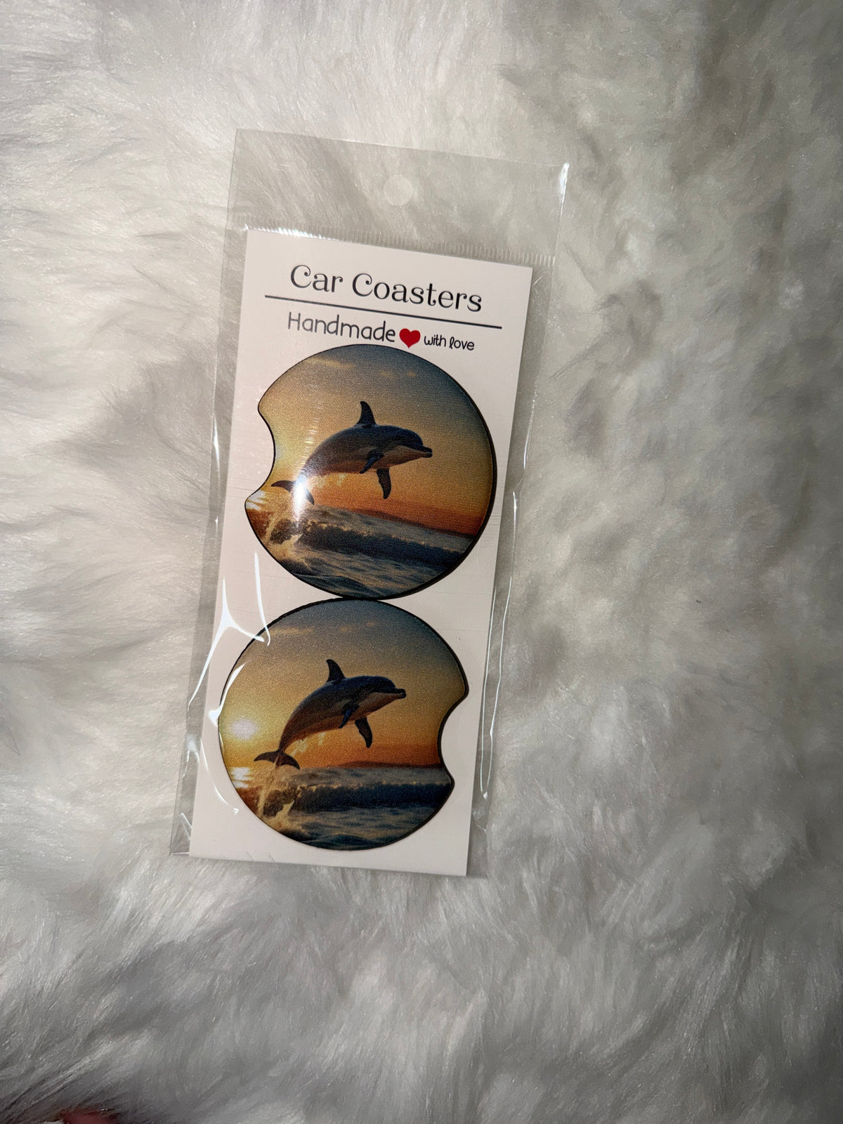 Dolphin Print Car Coaster Set