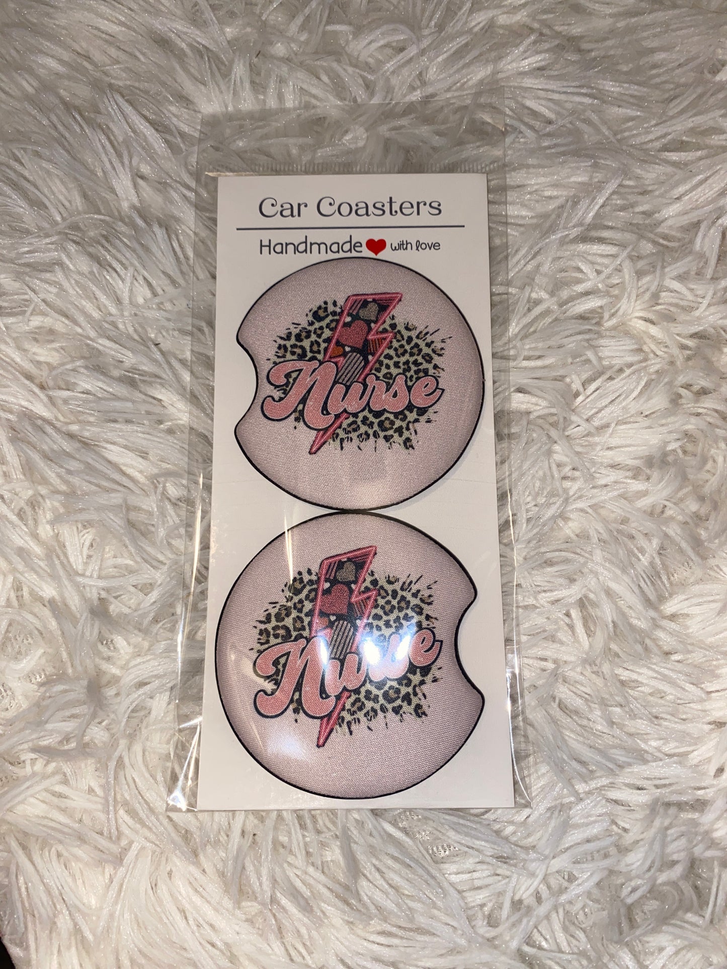 Nurse Leopard Print Car Coster Set