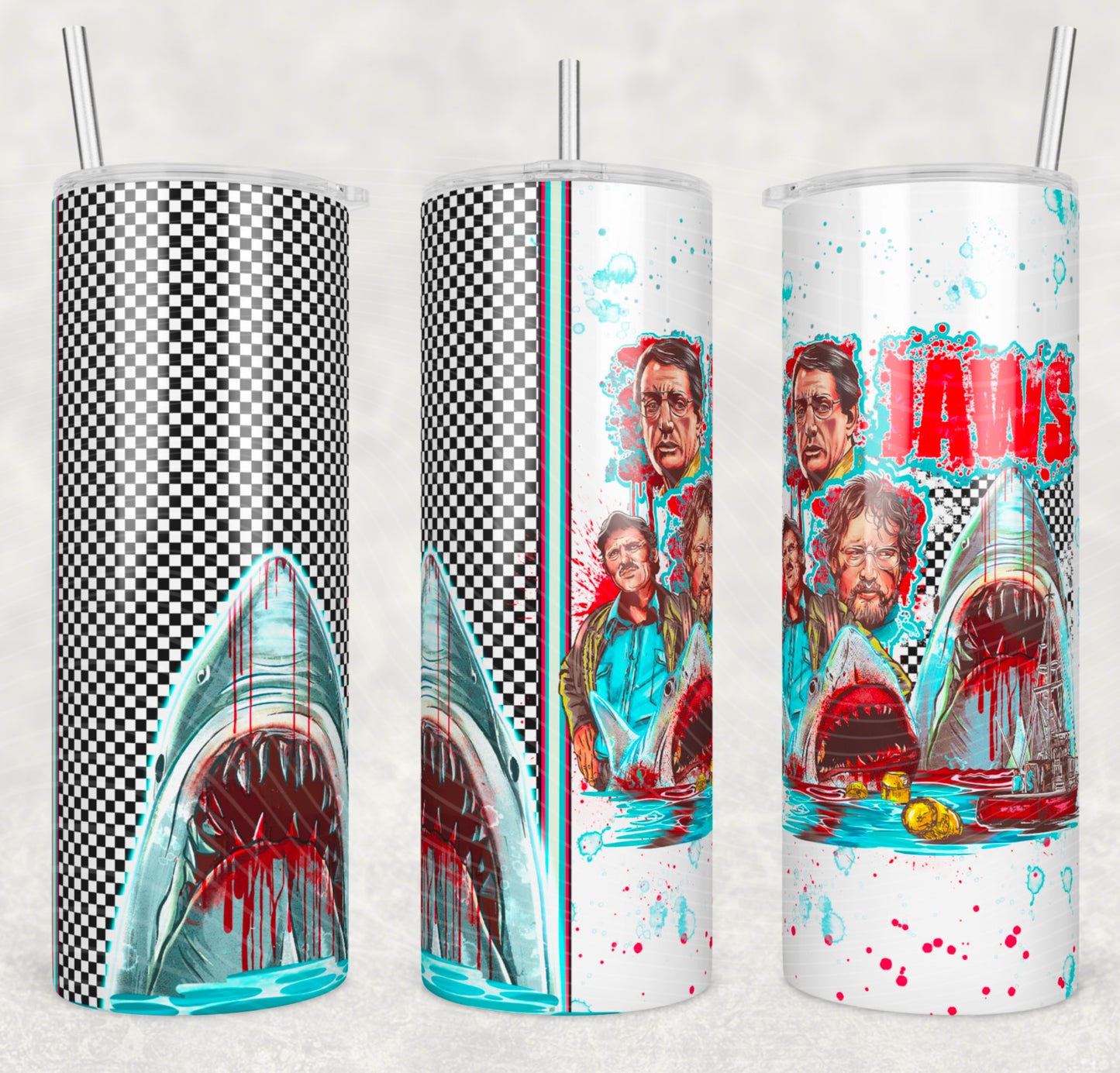 20oz Shark Attack Straight Skinny Tumbler#525