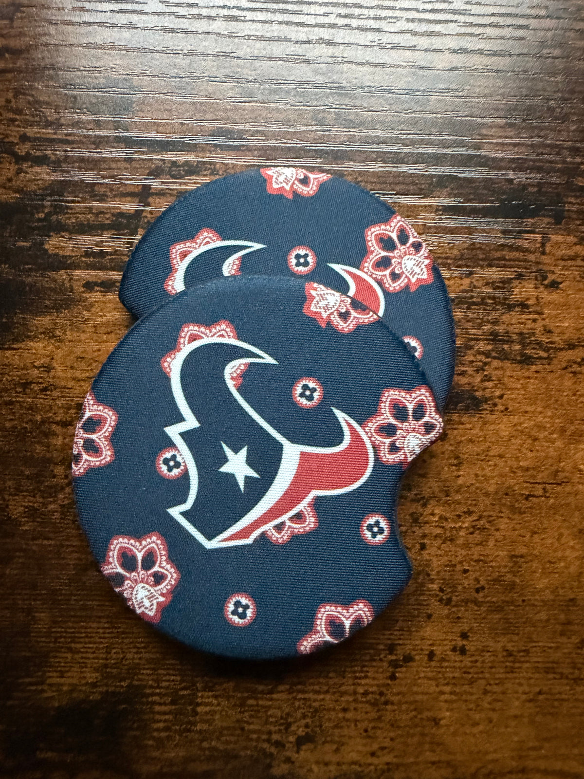 Texans Print Car Coaster Set