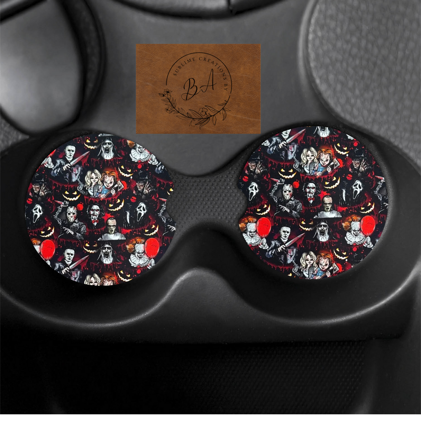 Horror Character Print Car Coaster set
