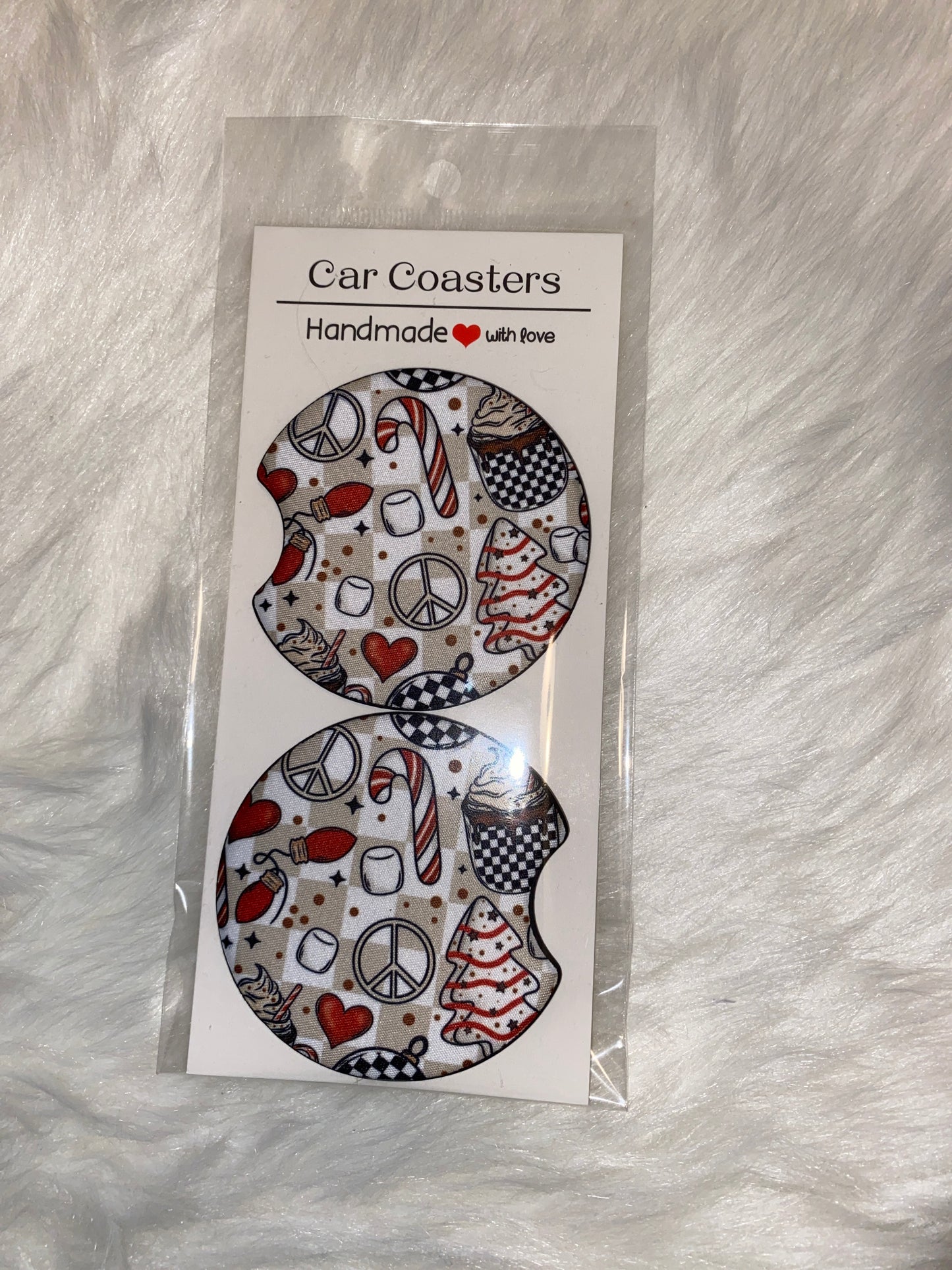 Christmas Things Print Car Coaster Set