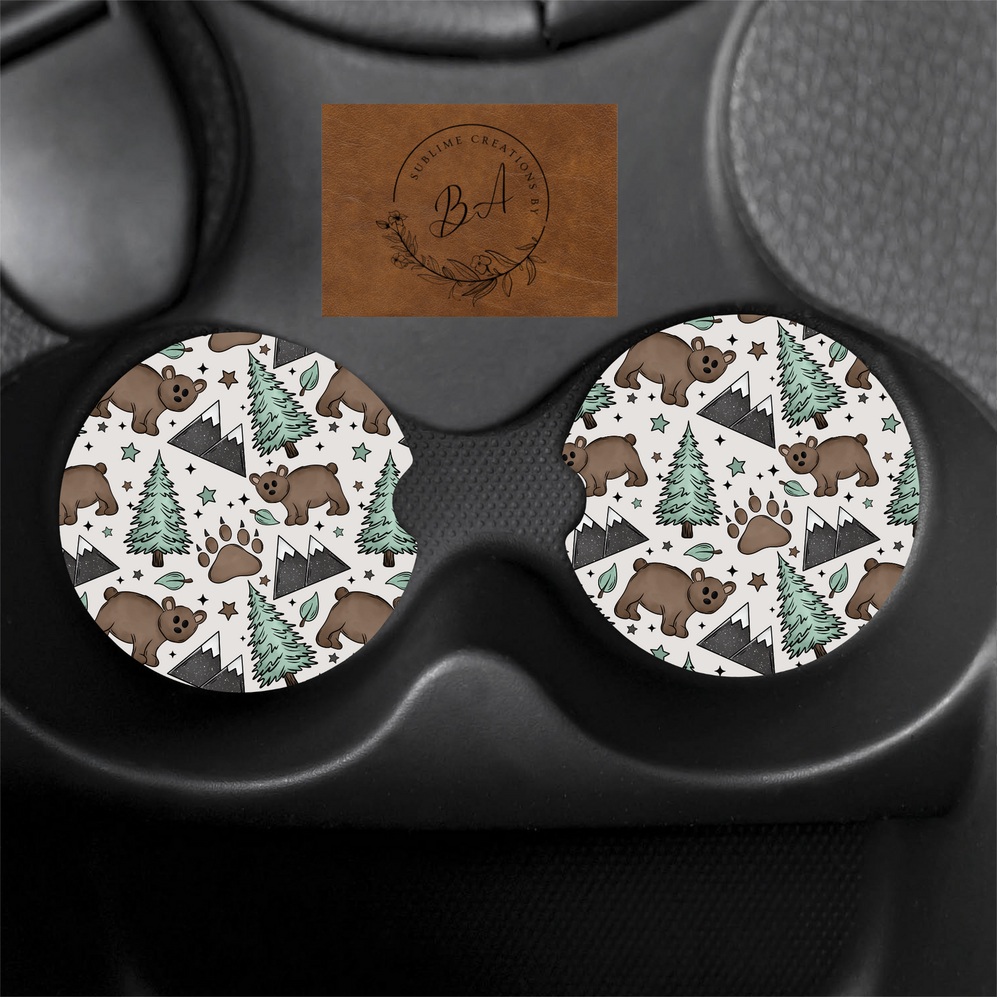 Bear Print Car Coaster Set