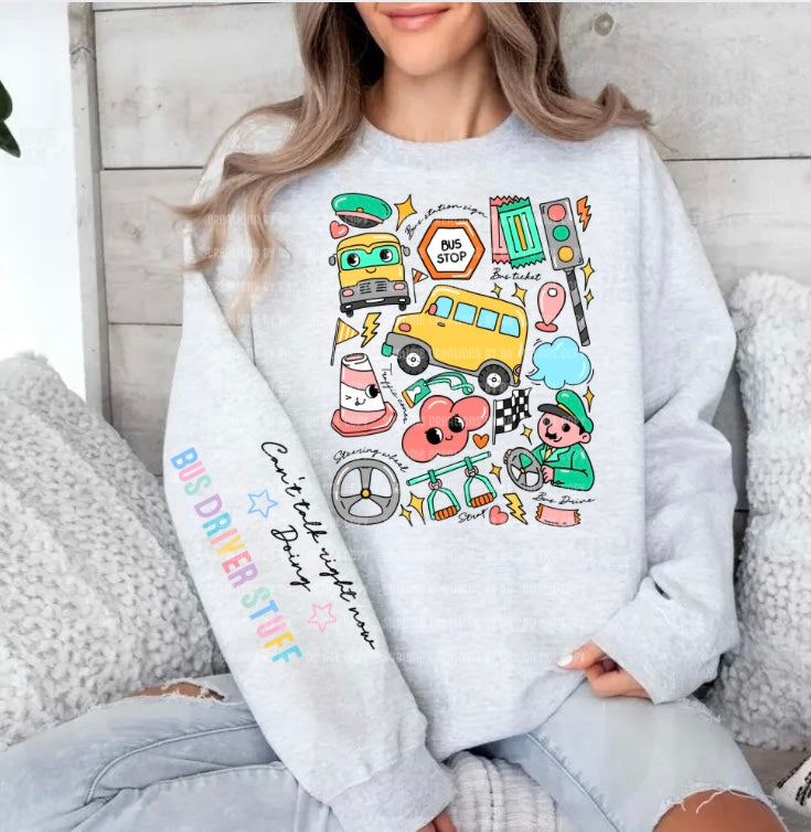 Bus Driver Occupational Doodle Sweatshirt