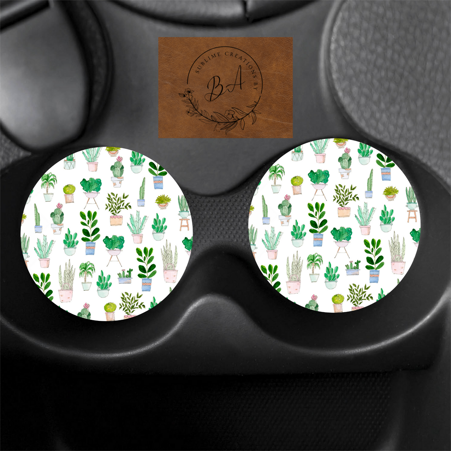 Succlent PlantPot Car Coaster Set