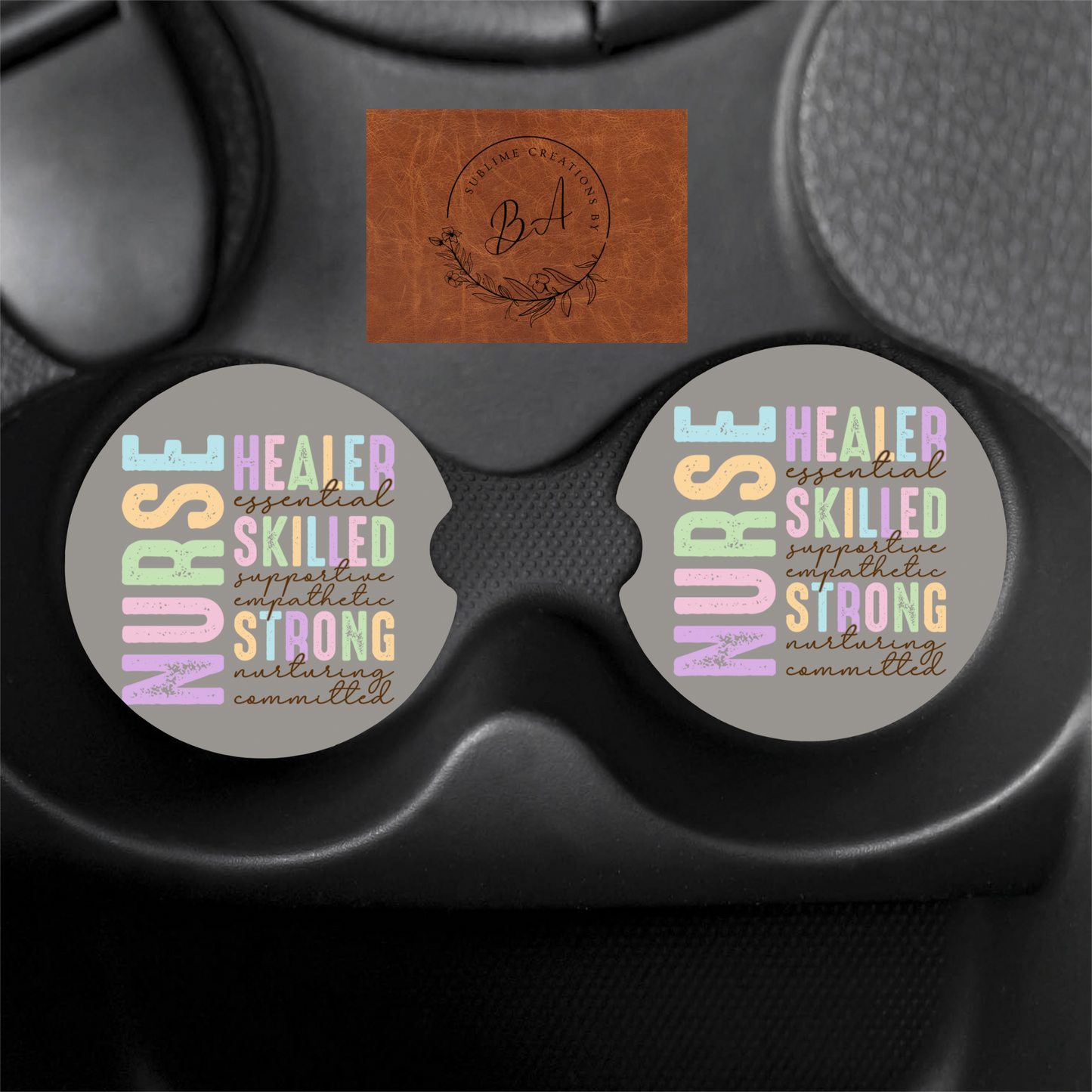 Nurse Print Car Coaster Set
