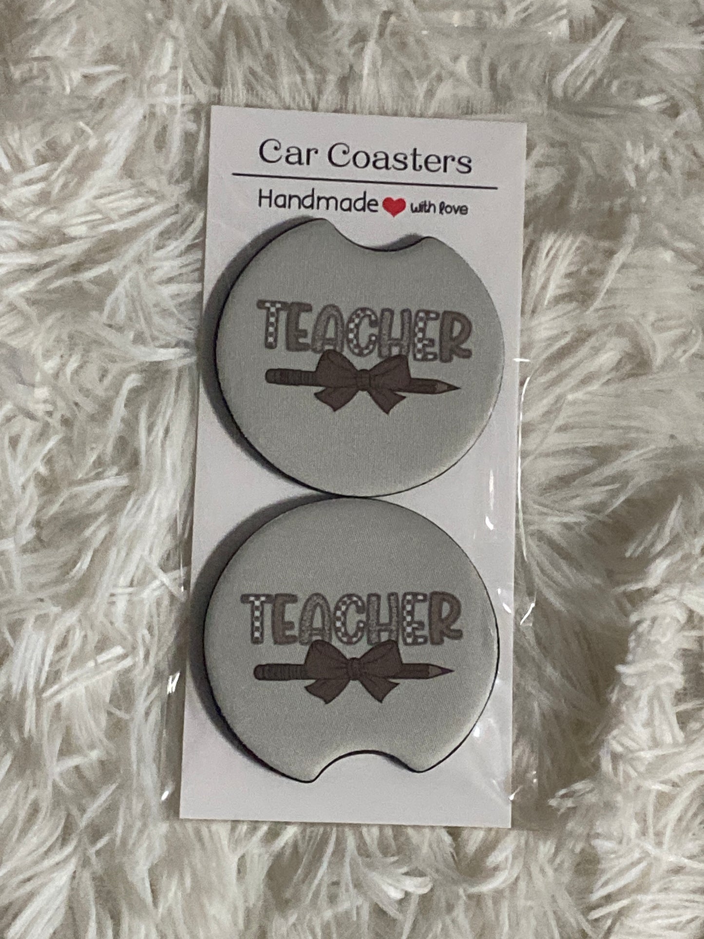 Teacher Print Car Coaster Set