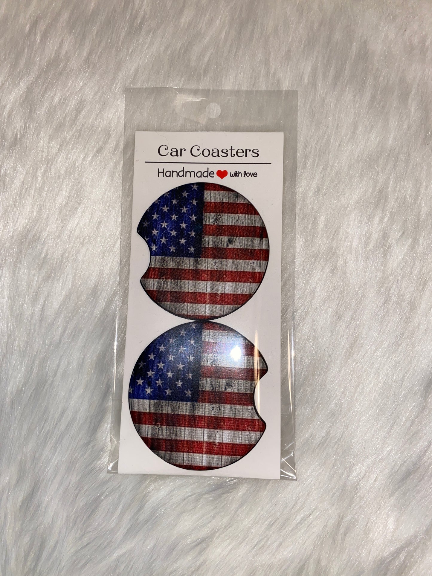 Flag Print Car Coaster Set