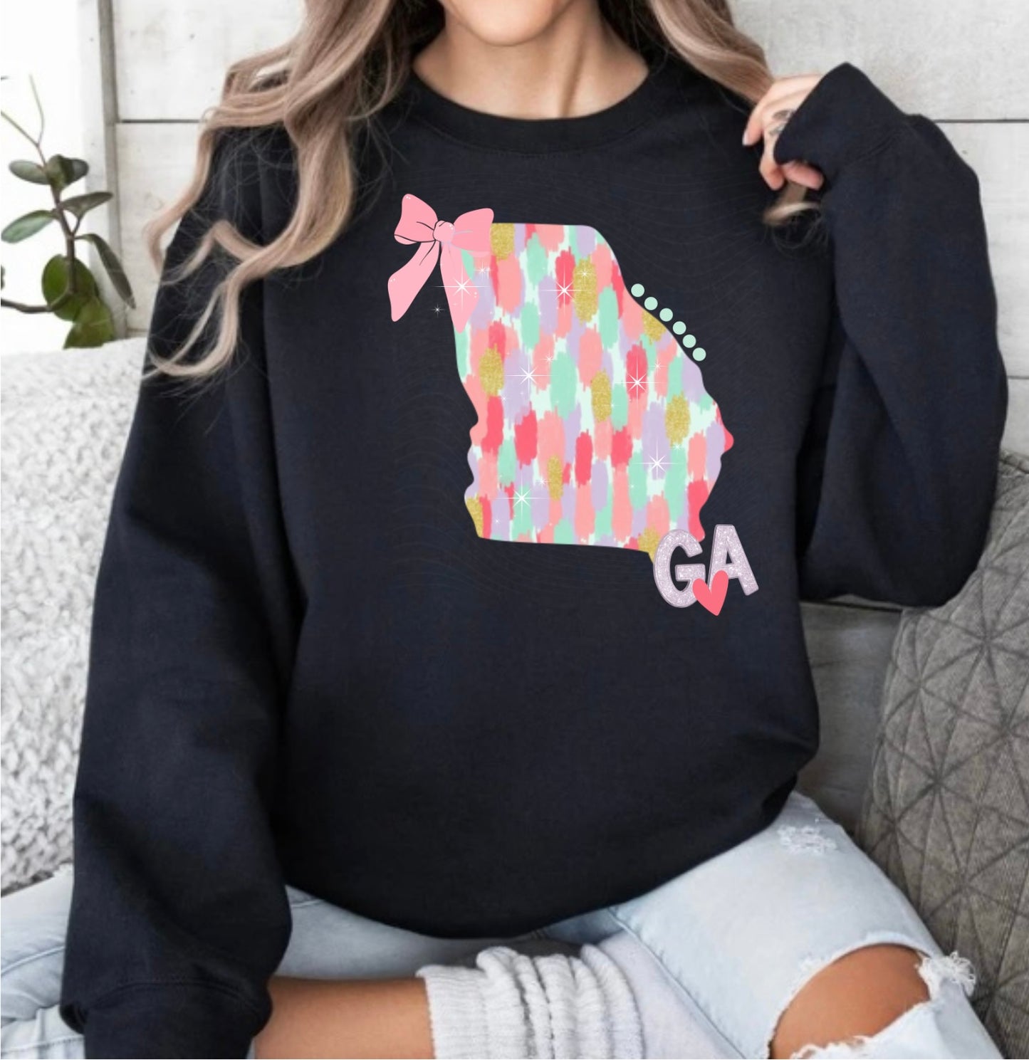 GA State Pastel Brushstroke Sweatshirt