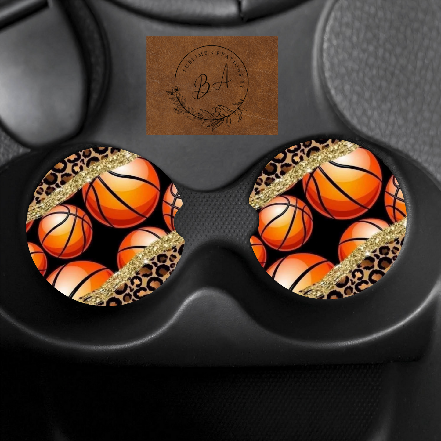 Basketball Leopard Car Coaster Set