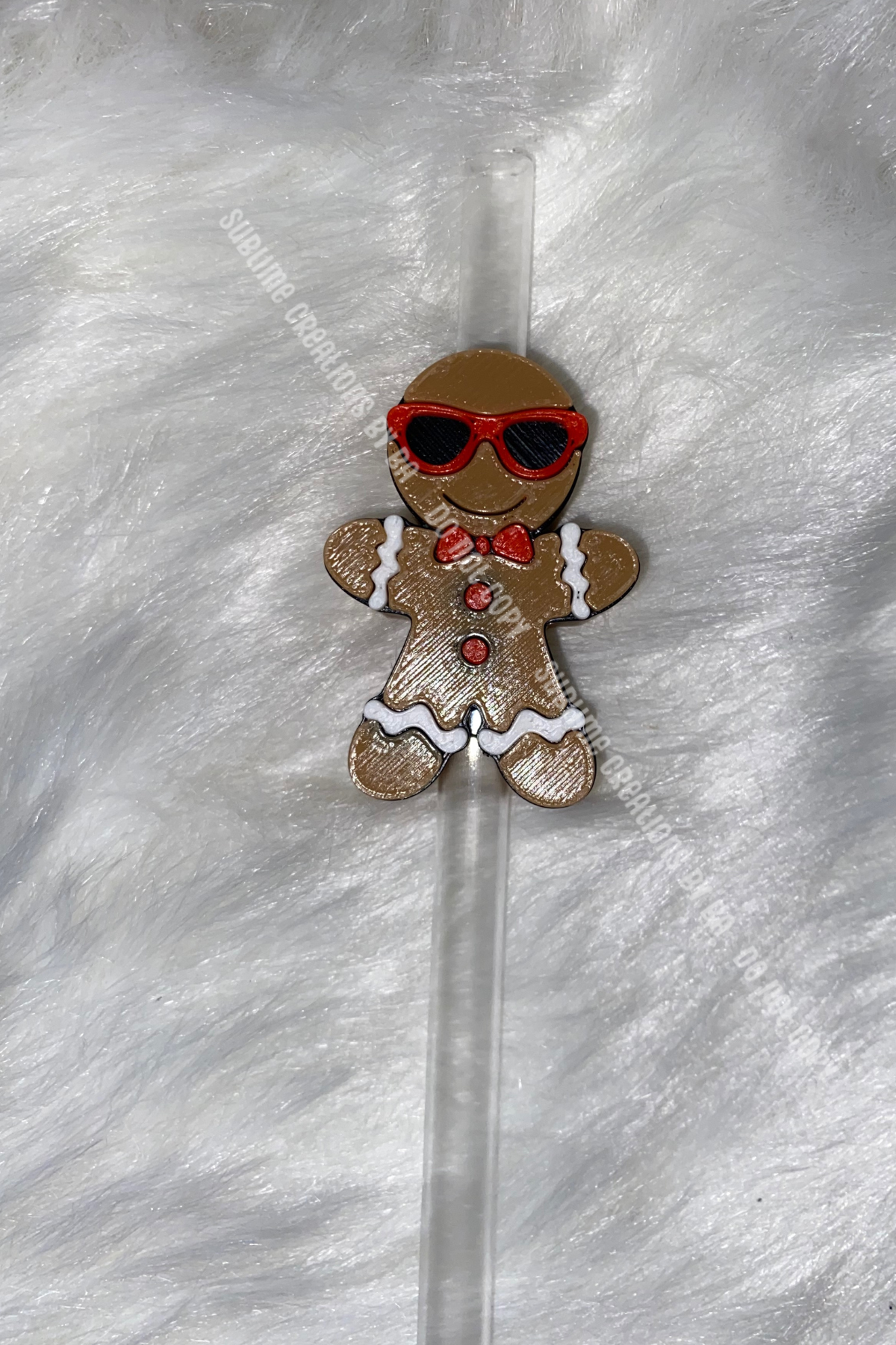 Christmas Gingerbread Man 3D Straw Topper
