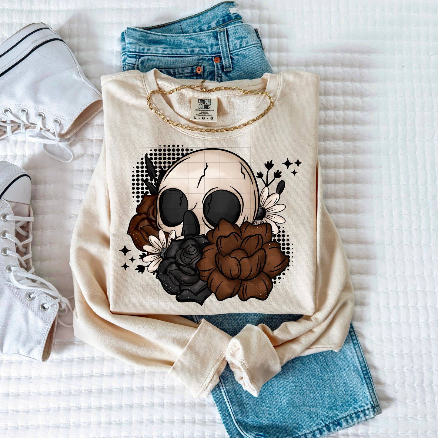 Dark Floral Skellie DTF Print