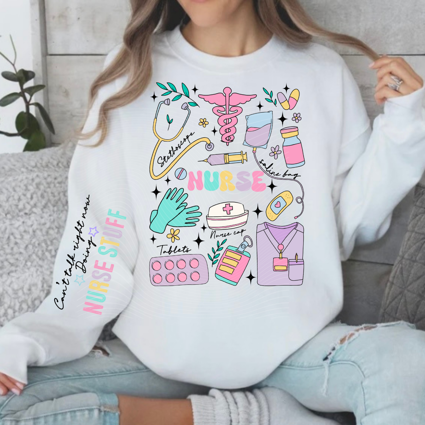 Nurse Pastel Doodle Sweatshirt