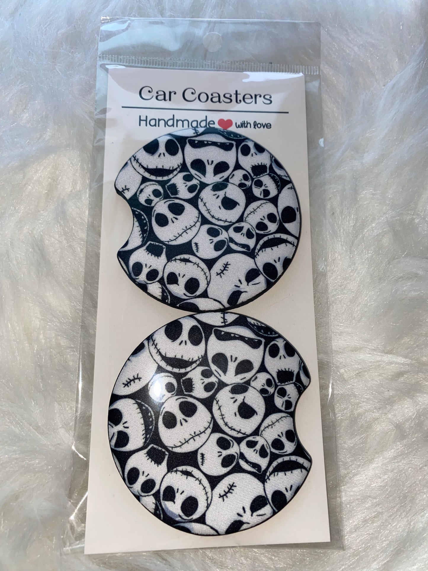 Skeleton Print Car Coaster Set