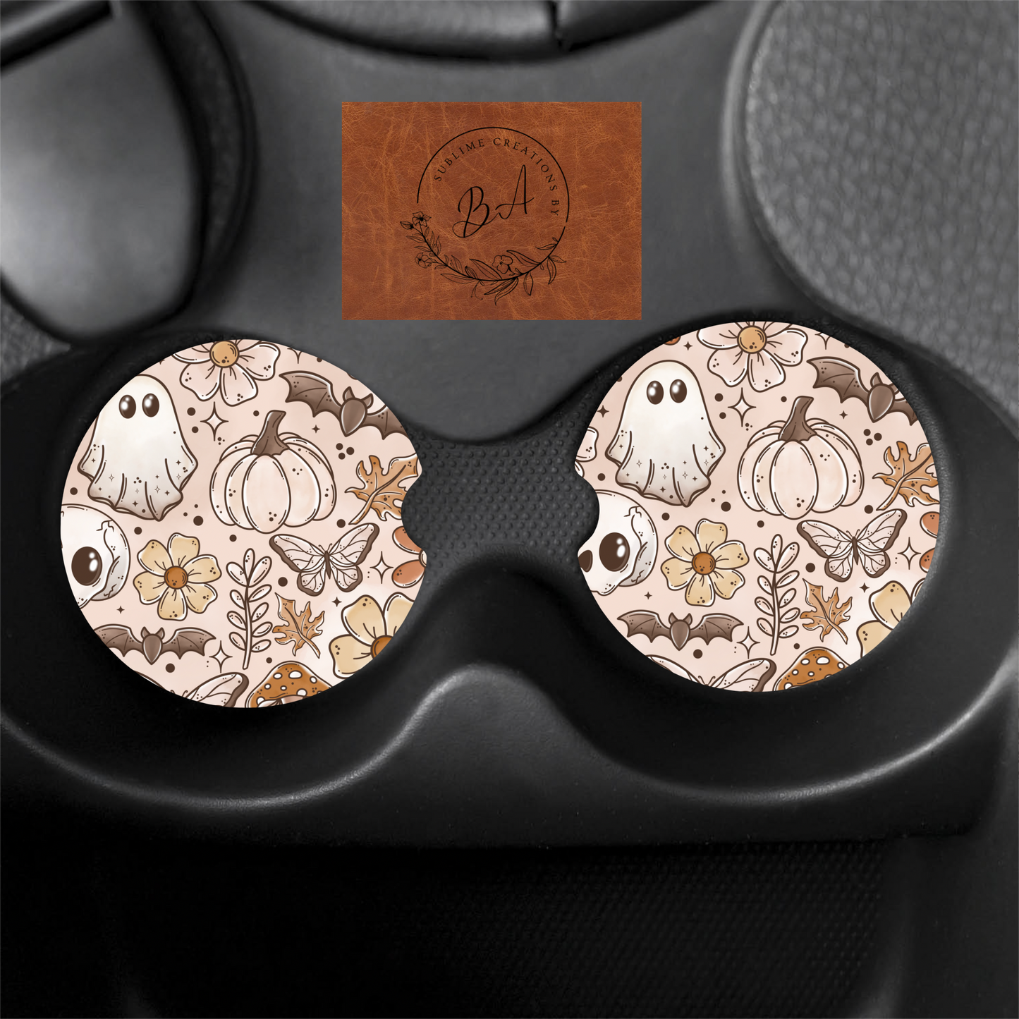 Boho Fall Print Car Coaster Set