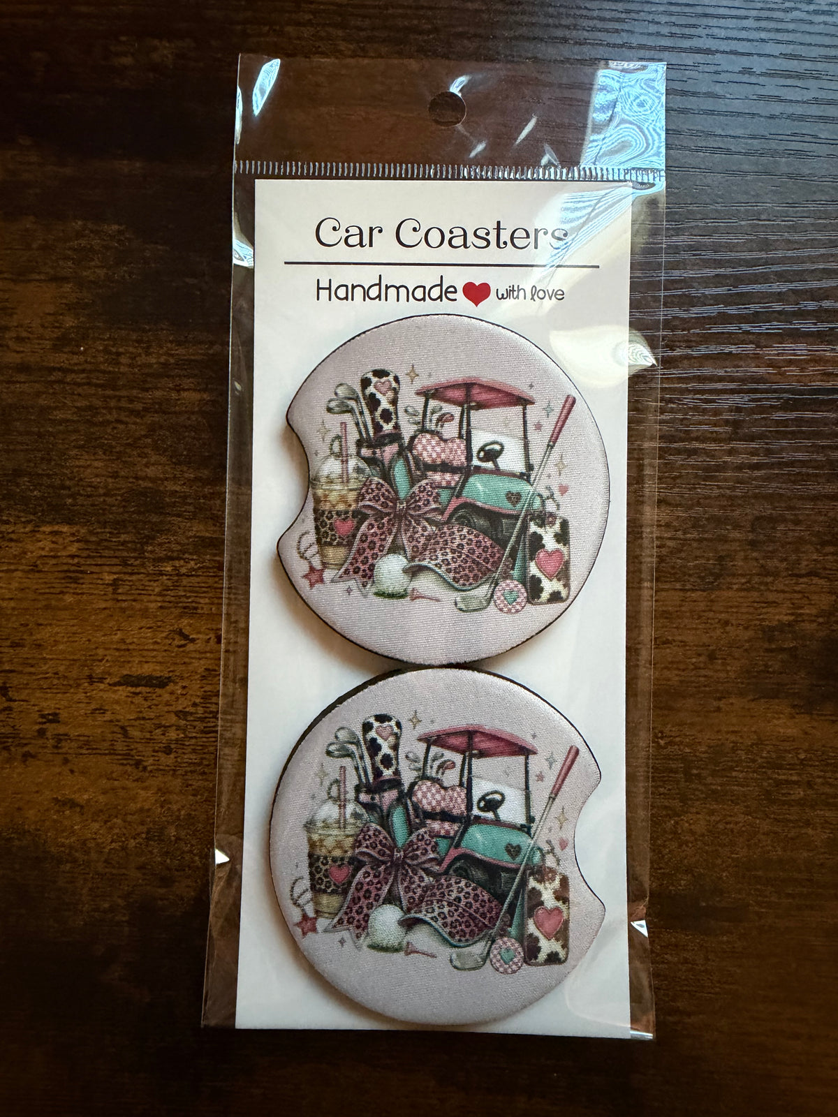 Golf Cart Leopard Car Coaster Print Car Coaster Set