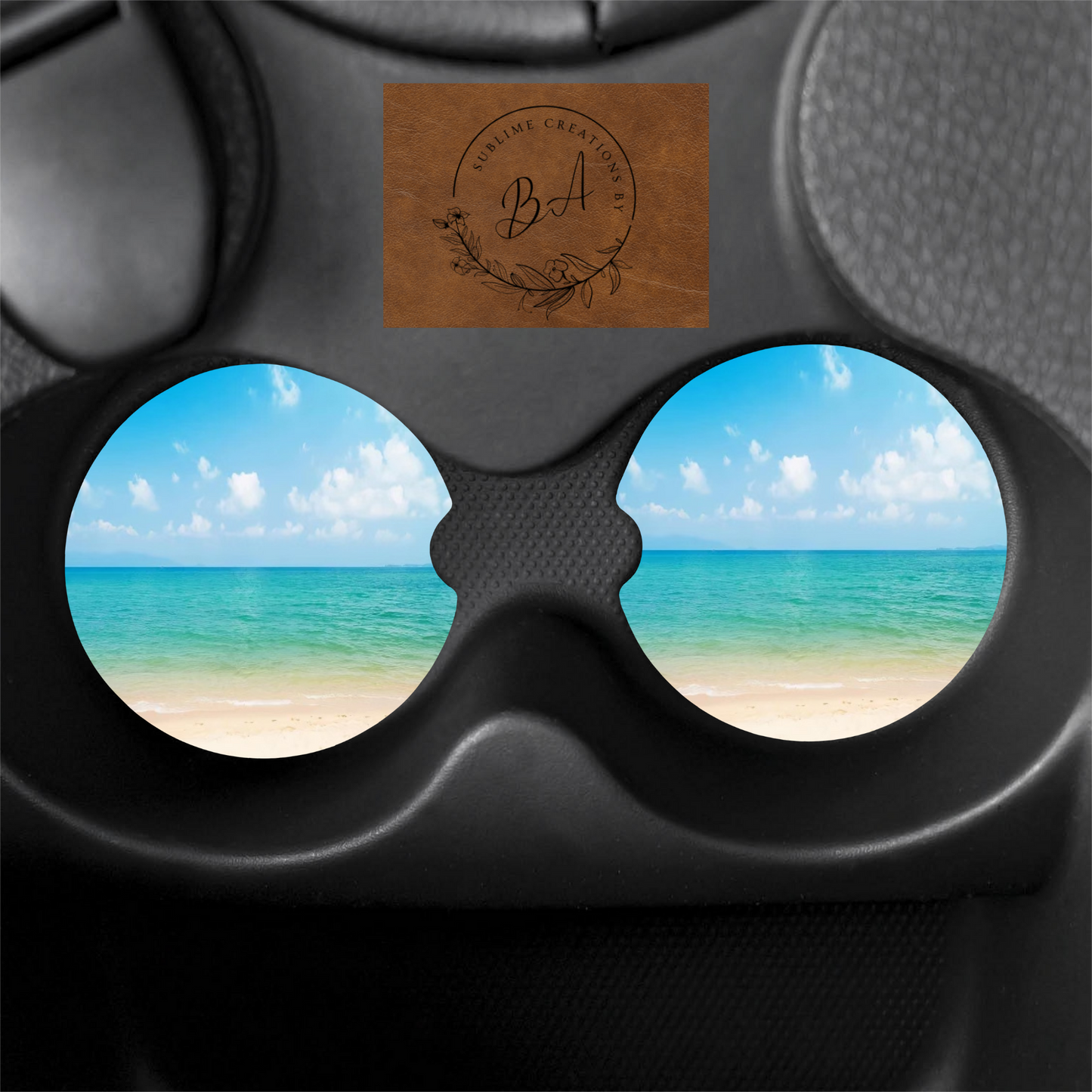 Beach Print Car Coaster Set