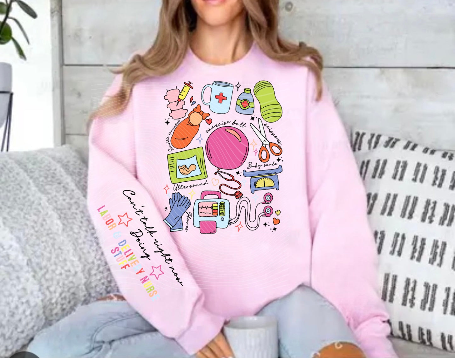 Labor and Delivery (L&D) Nurse Doodle Occupational Sweatshirt