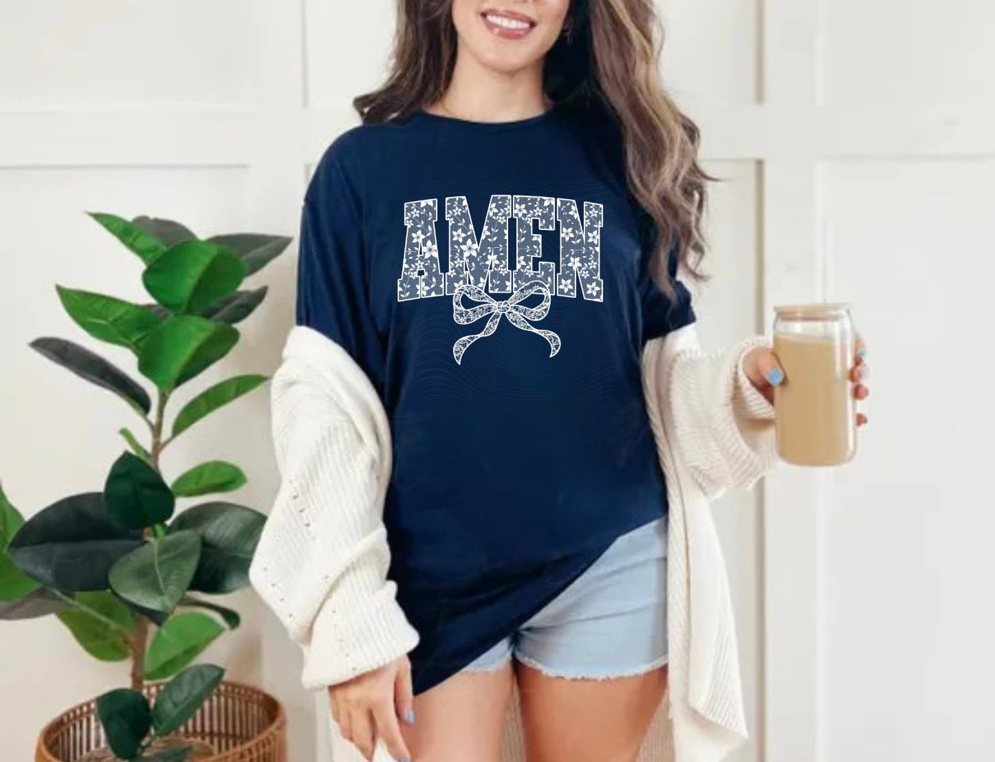 Lace Amen Bow Tee