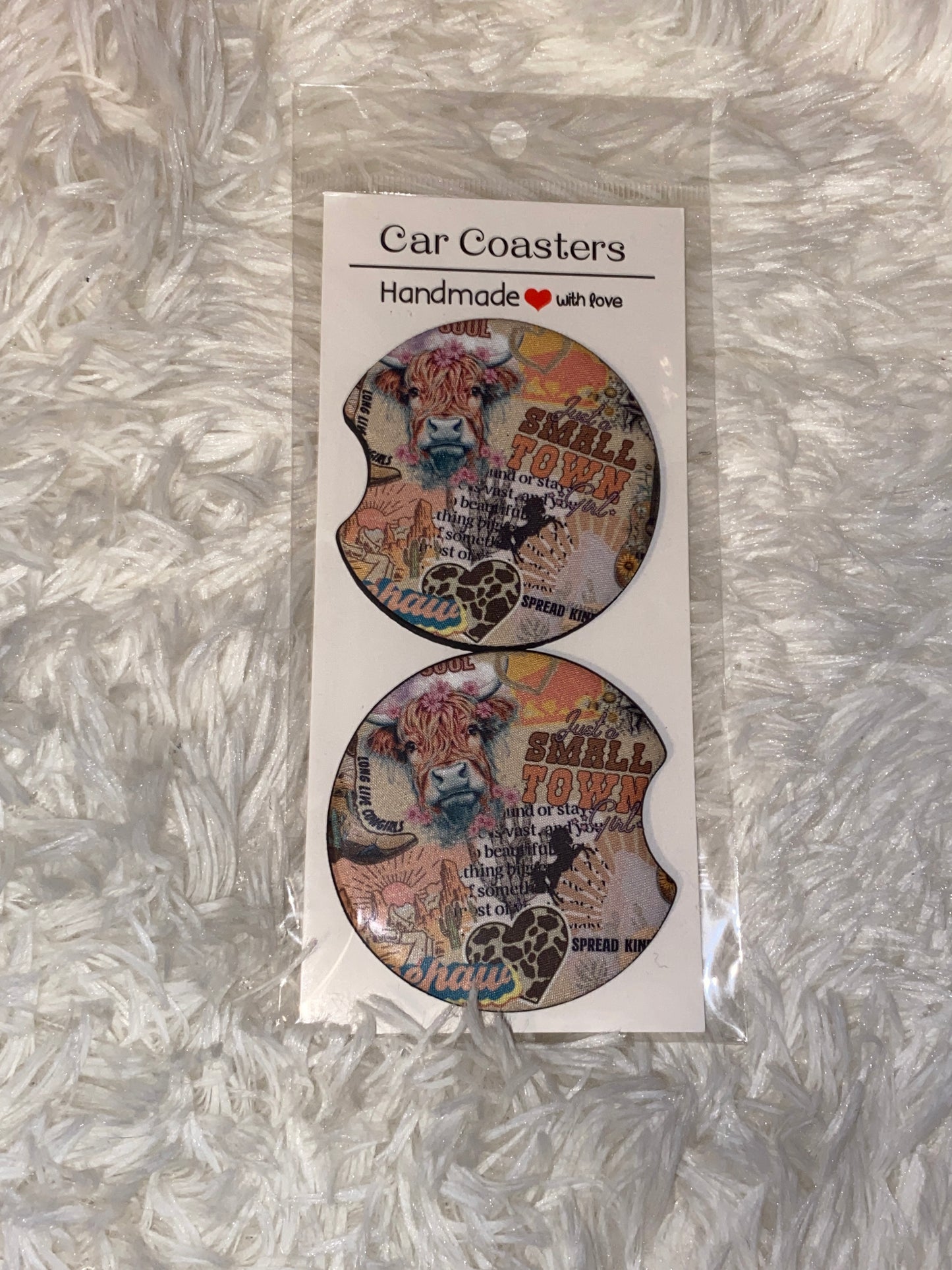 Small Town Print Car Coaster Set