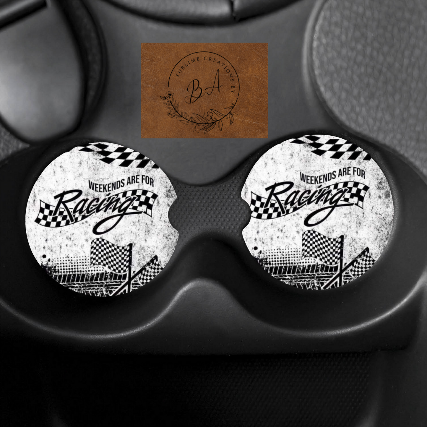 Weekends are for Racing Print Car Coaster Set