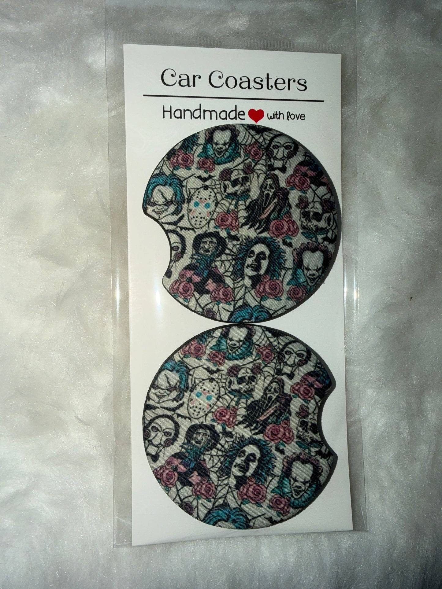Horror Web Print Car Coaster Set