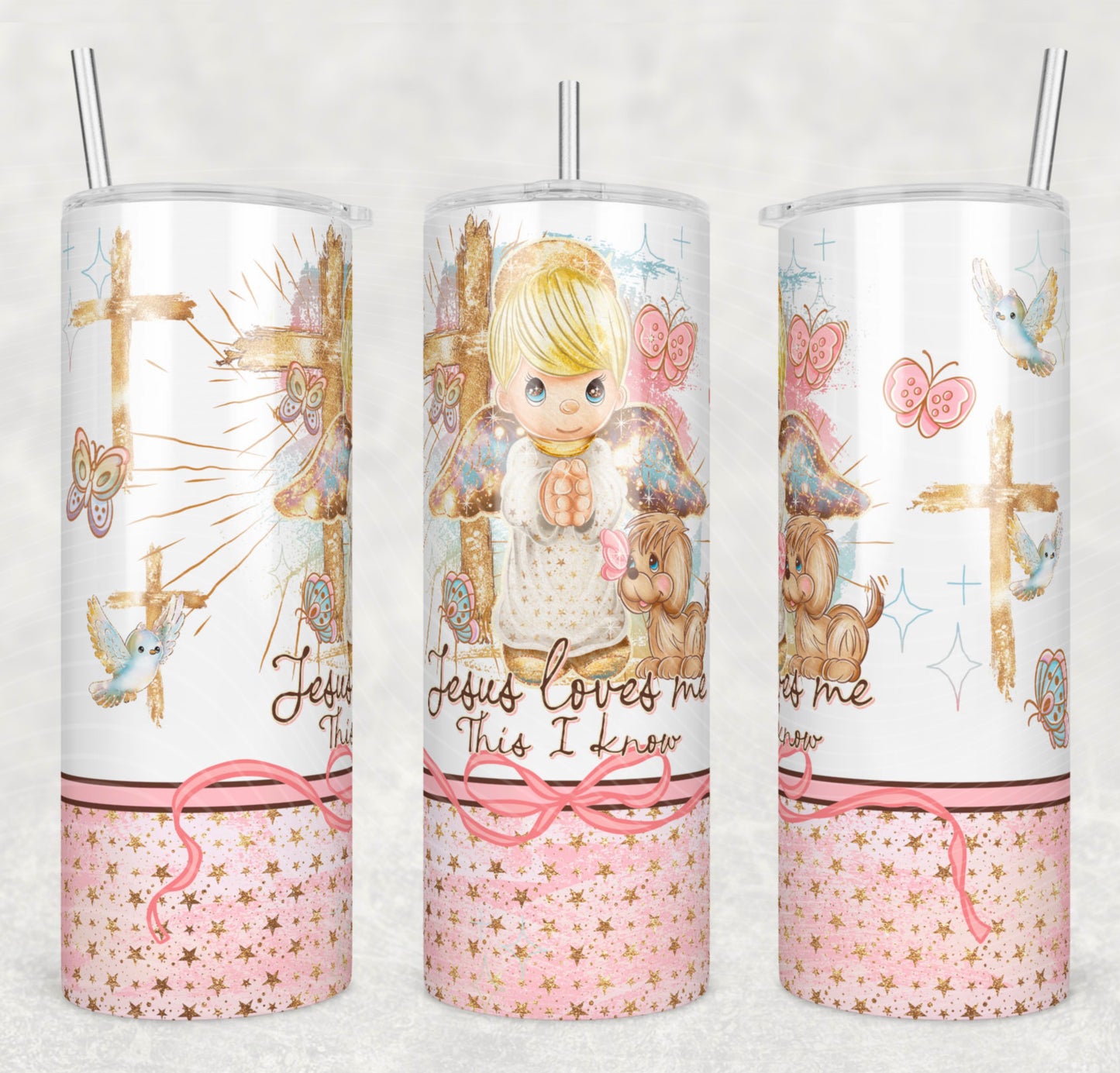 20oz Jesus Loves Me Skinny Straight Tumbler
