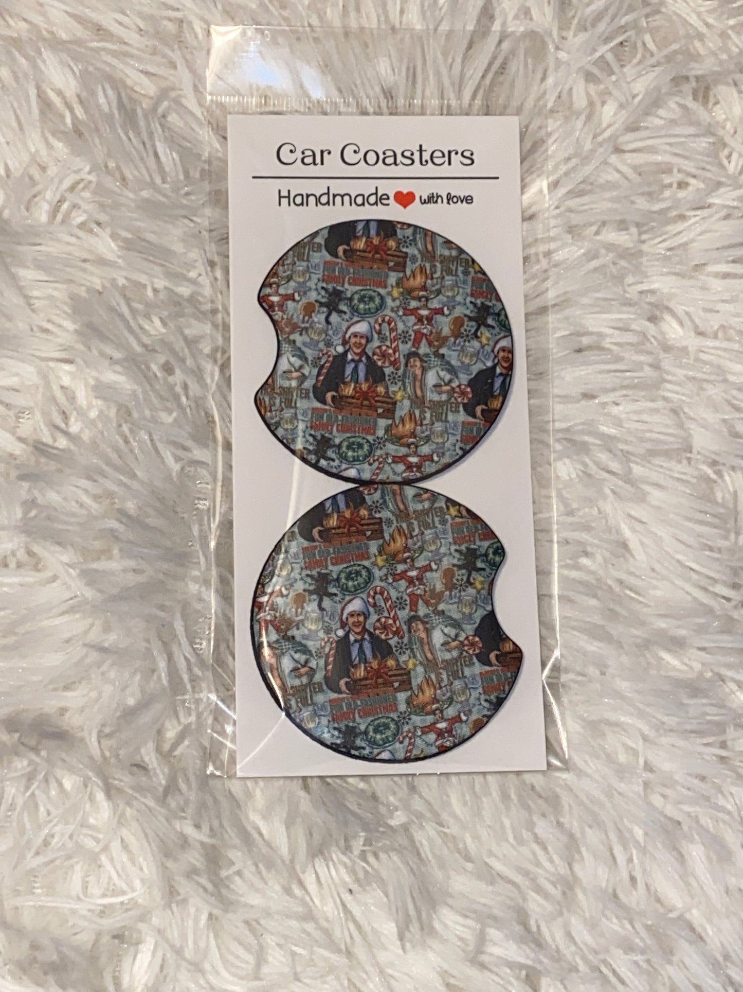 Clark Christmas Print Car Coaster Set