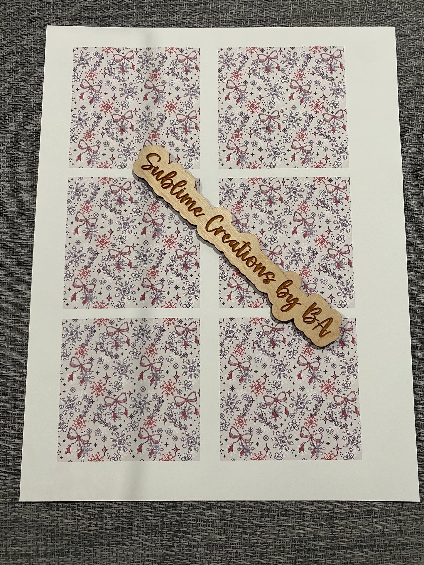 Snow and Bows Sublimation Transfer Sheet