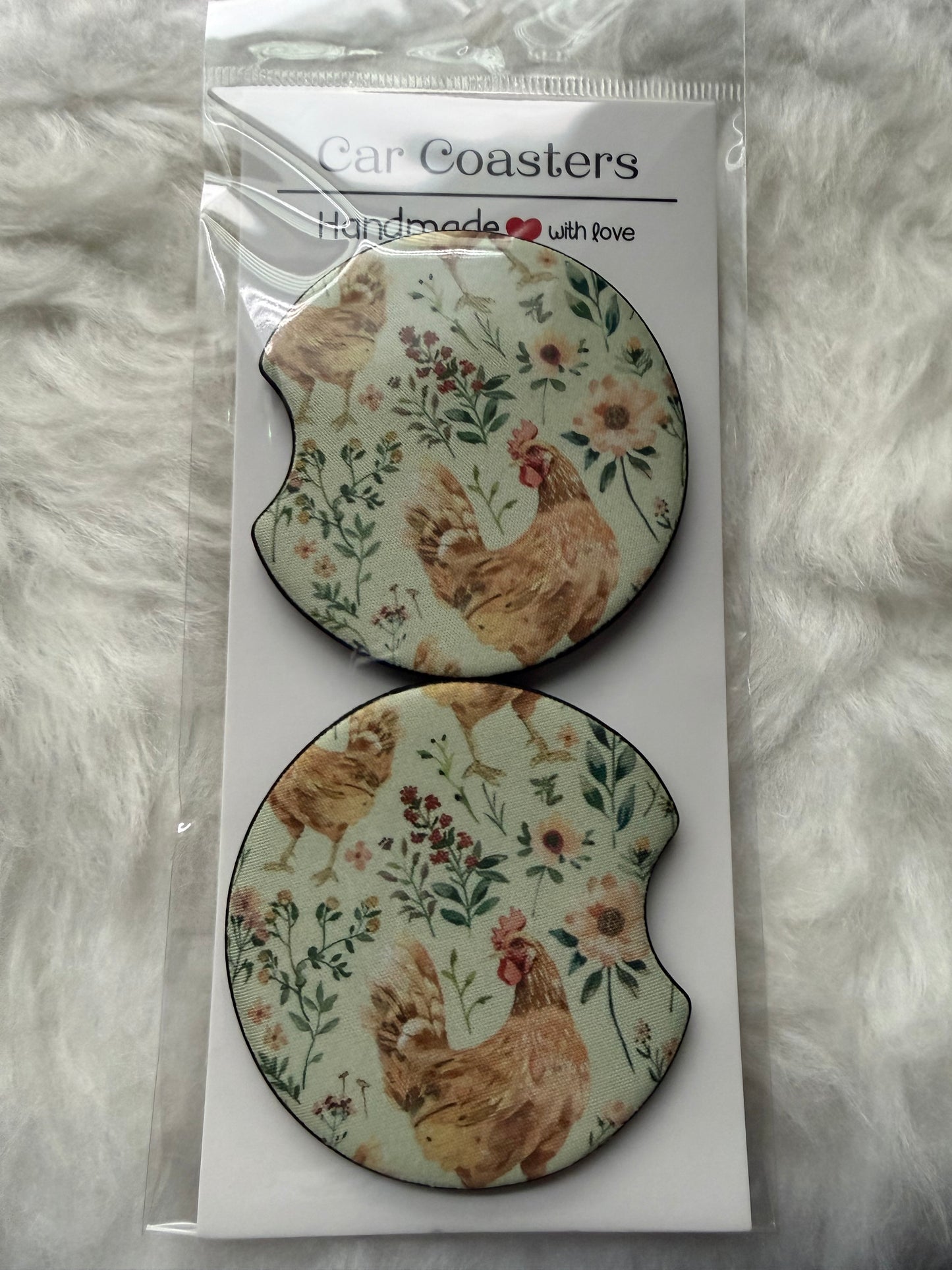 Cute Chicken Car Coaster Set