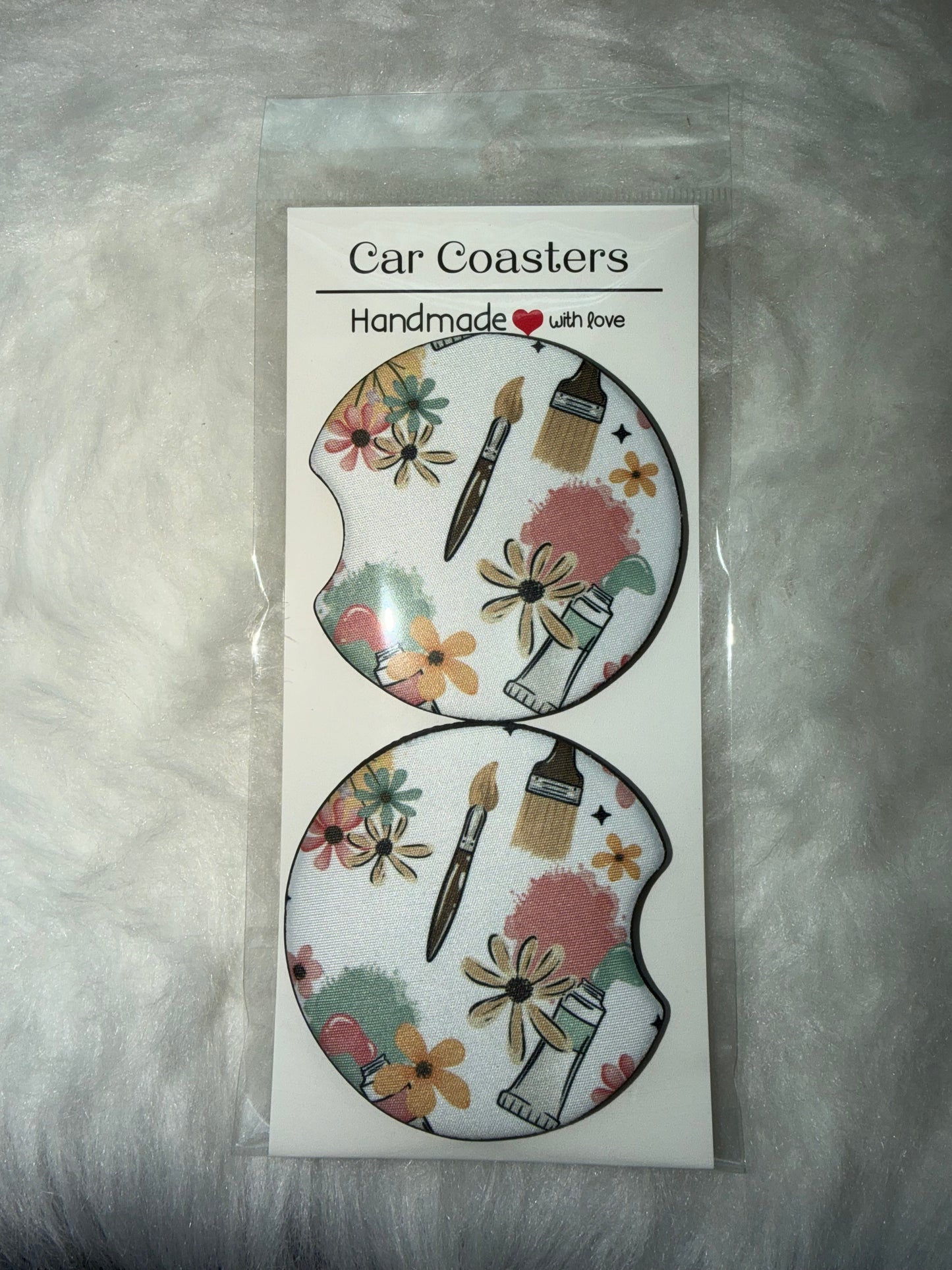 Paint Your Dreams Seamless Print Car Coaster Set