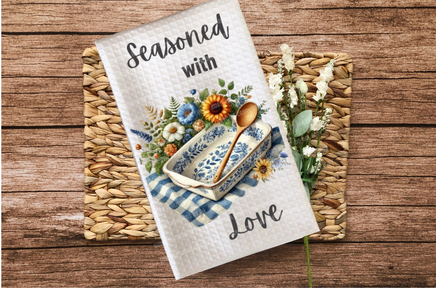 Seasoned With Love Kitchen Waffle Towel
