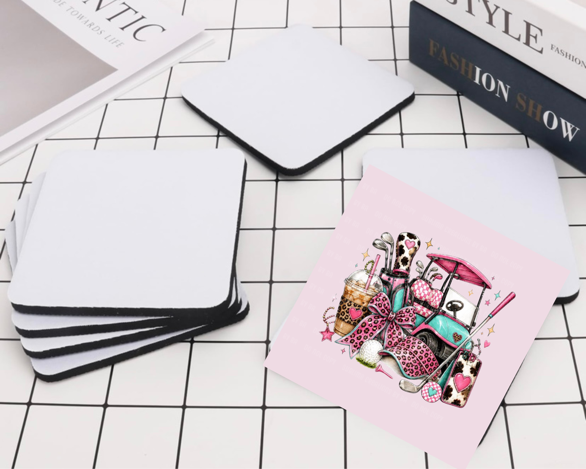 Golf Cart Leopard Desk Coaster