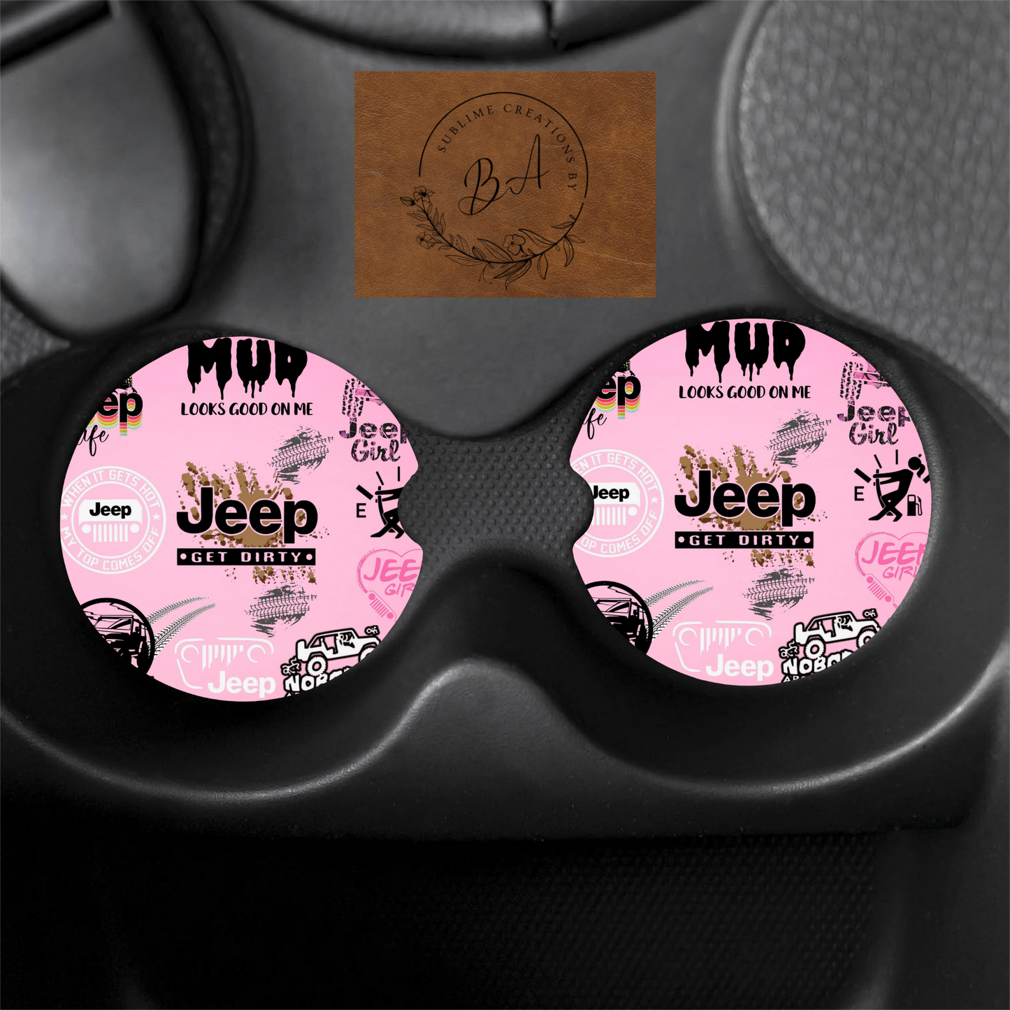 Jeep Girl Print Car Coaster Set