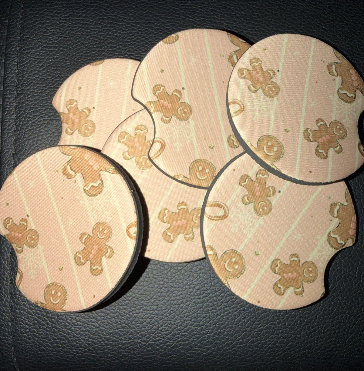 Gingerbread Bakery Seamless Car Coaster Sets