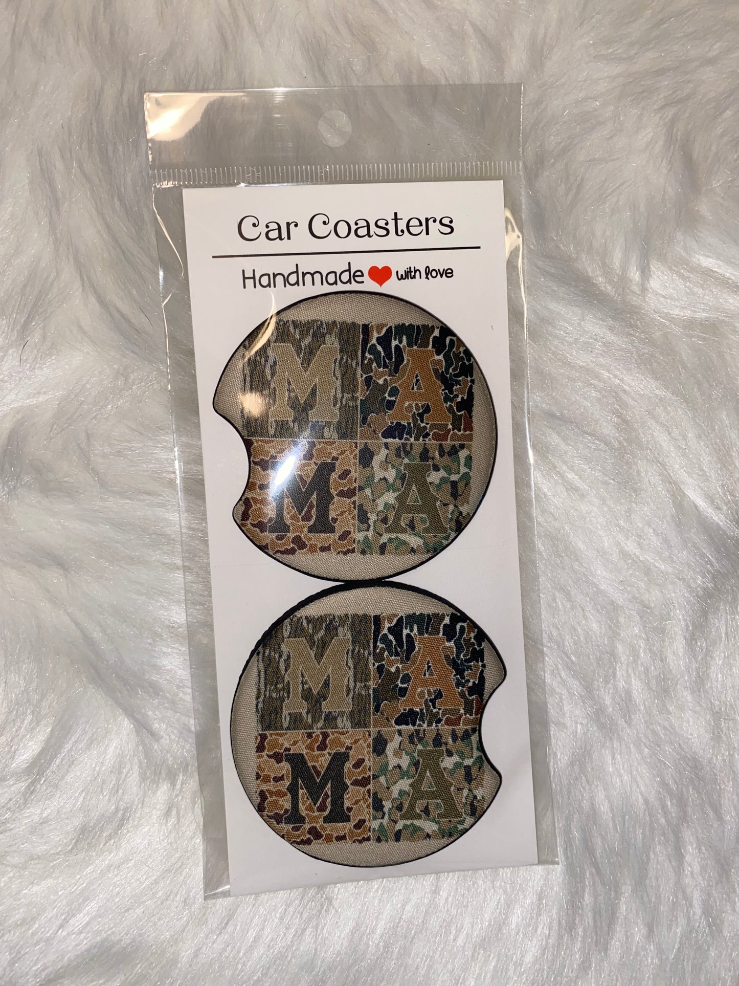 Mama Camo Print Car Coaster Set