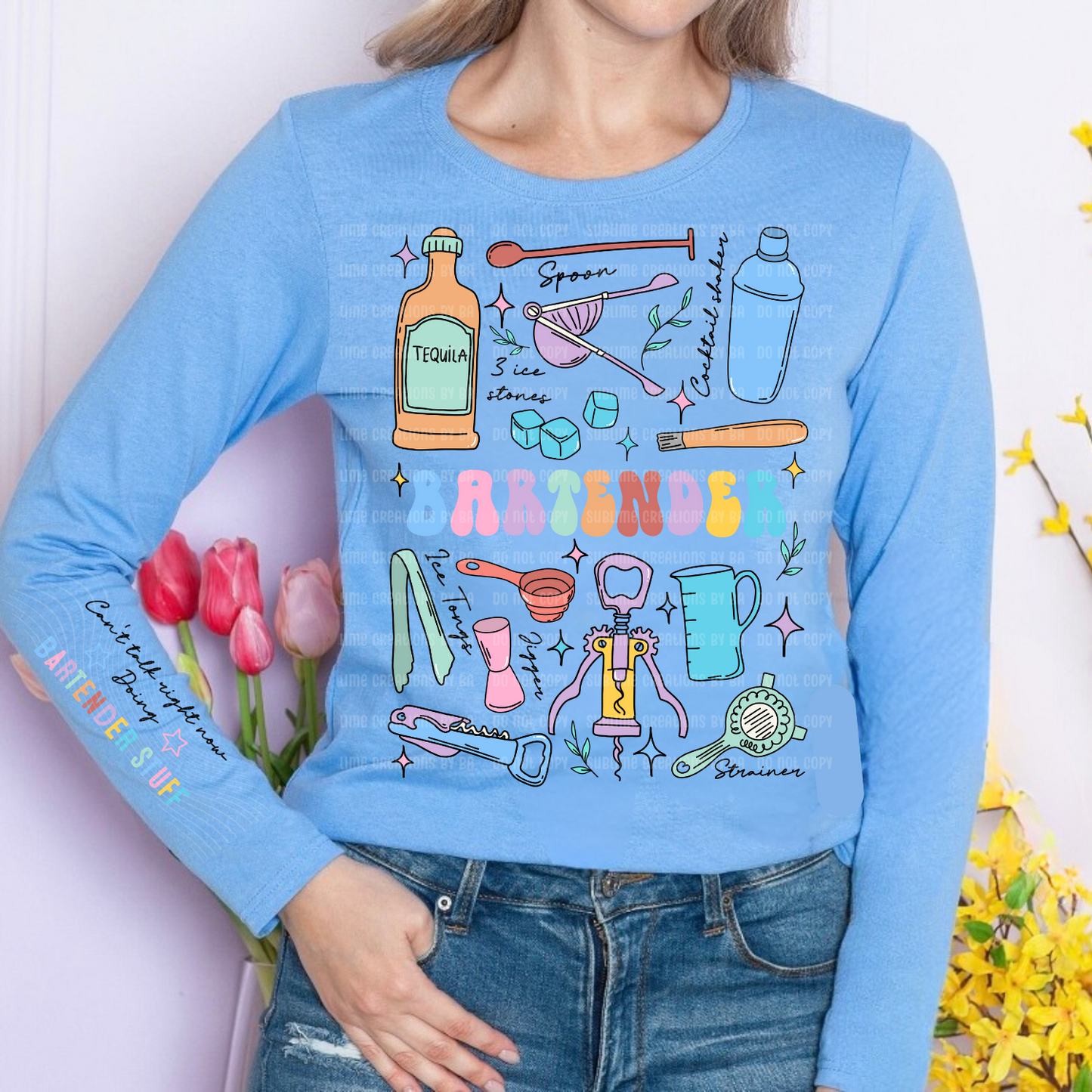 Bartender Doodle Occupational Long Sleeve