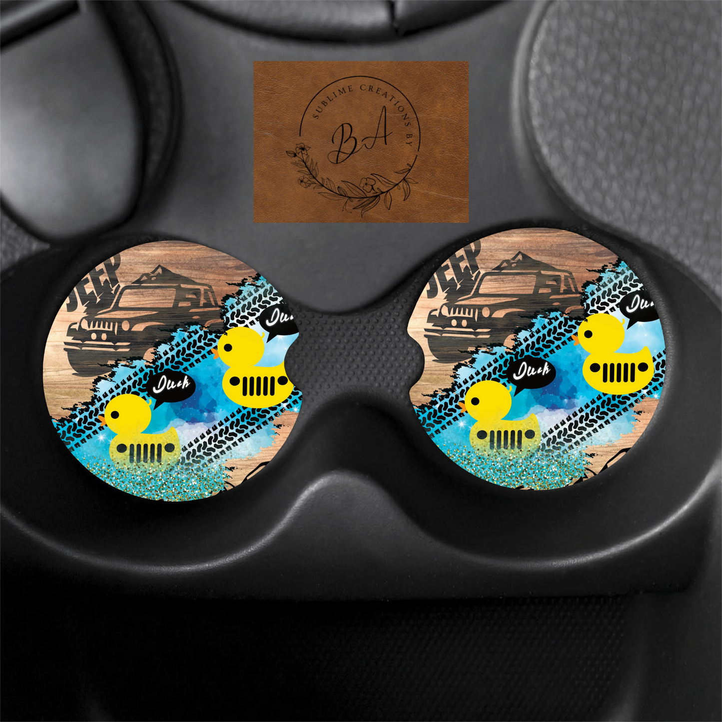 Duck Print Car Coaster Set