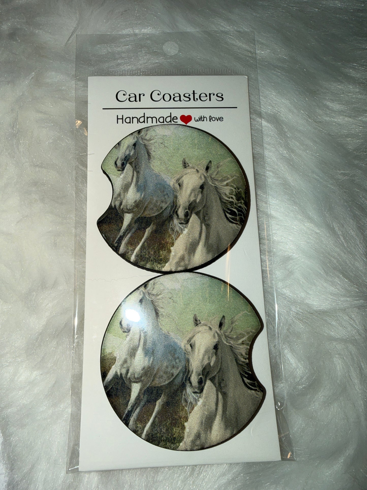 Horse Print Car Coaster Set