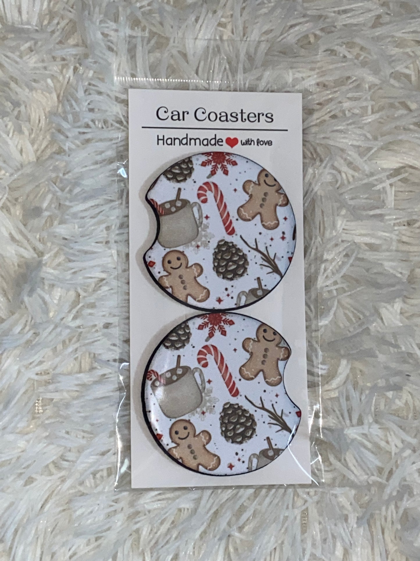 Christmas Things Print Car Coaster Set