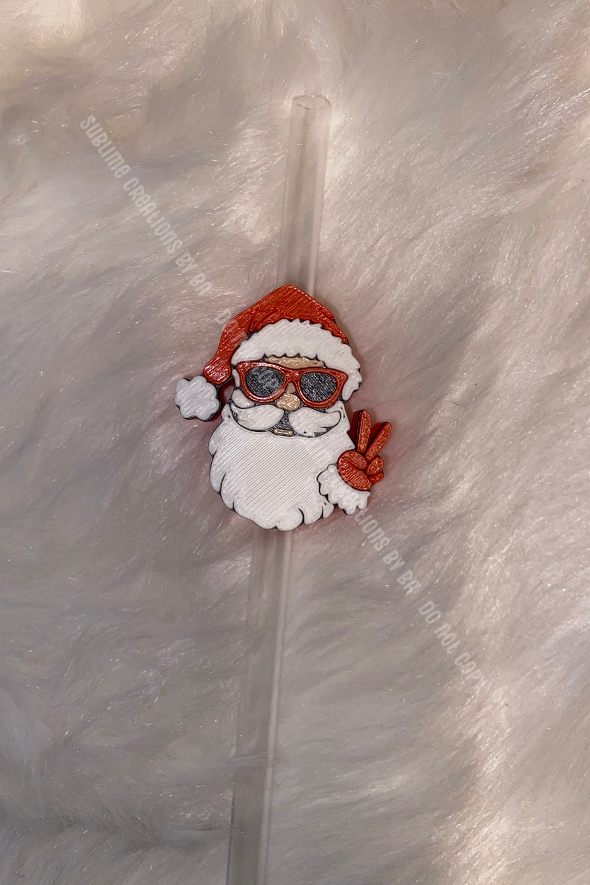 Peace Santa 3D Straw Topper