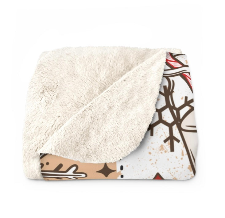 Milk and Cookies Cozy Holiday Sherpa Fleece Blanket, Velveteen Plush Throw