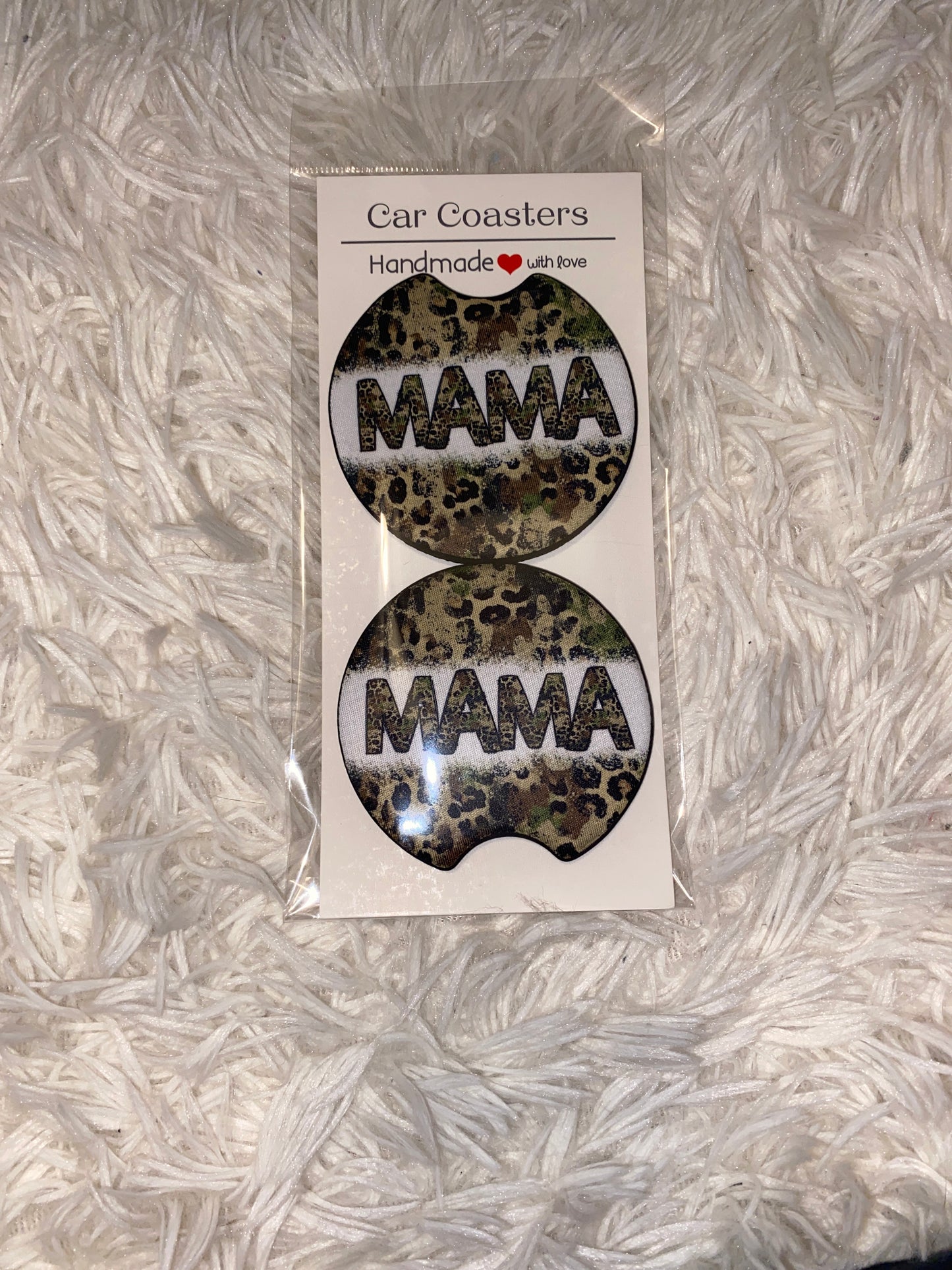 Camo Mama Print Car Coaster Set
