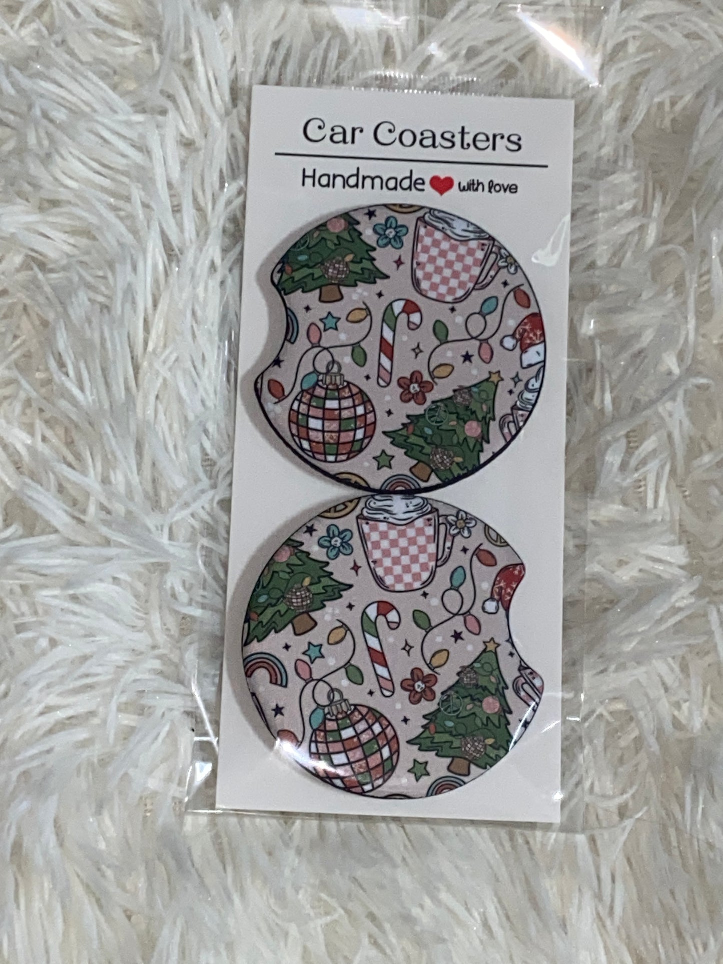 Very Merry Print Car Coaster Set