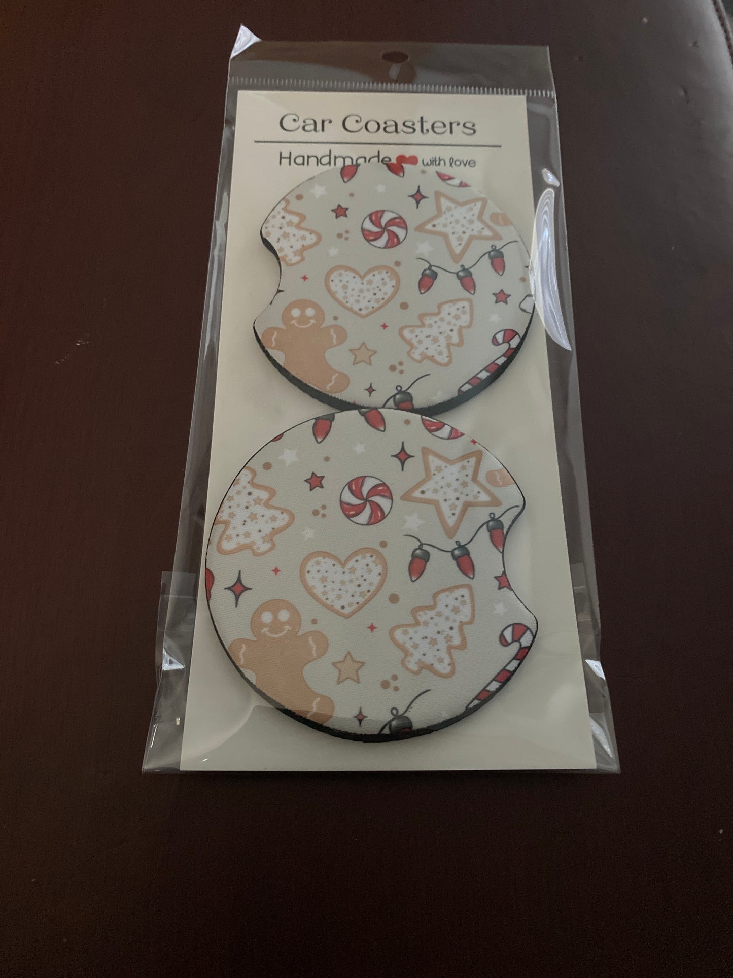 Christmas Junkie Print Car Coaster Set